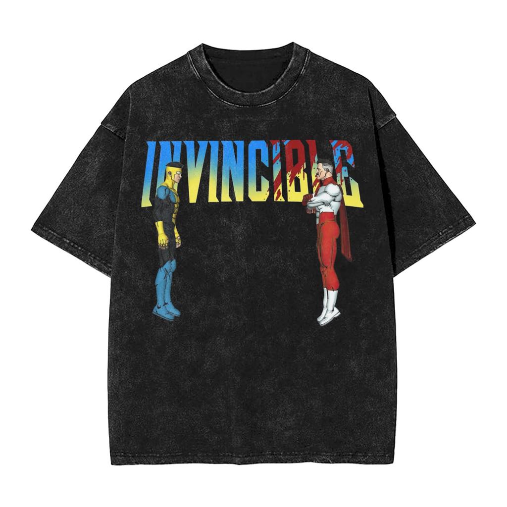 Manga Invincible T Shirt Allen the Alien Print T-shirt Washed Cotton Oversized T-Shirts for Men Women Clothing Short Sleeve Tees