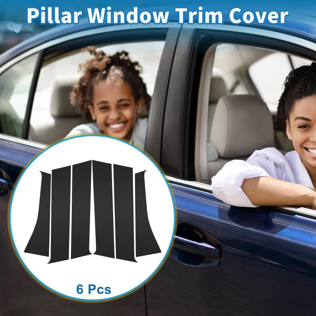ABSOPRO Door Pillar Window Trim Stickers for Pillar Door Outer Exterior Compatible with Mitsubishi Outlander Anti-Scratch Posts, Covers, Black,