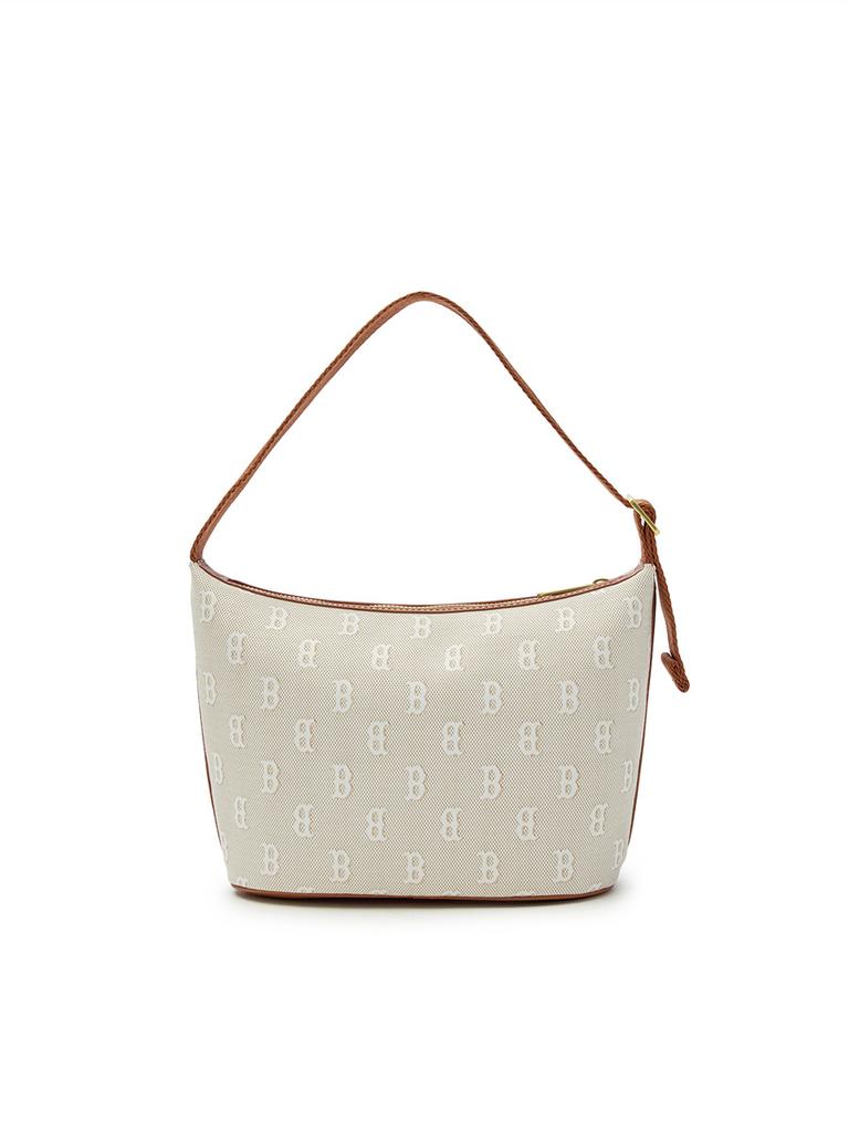 Mlb Classic Monogram Jacquard Hobo Bag Bos (L.Beige)