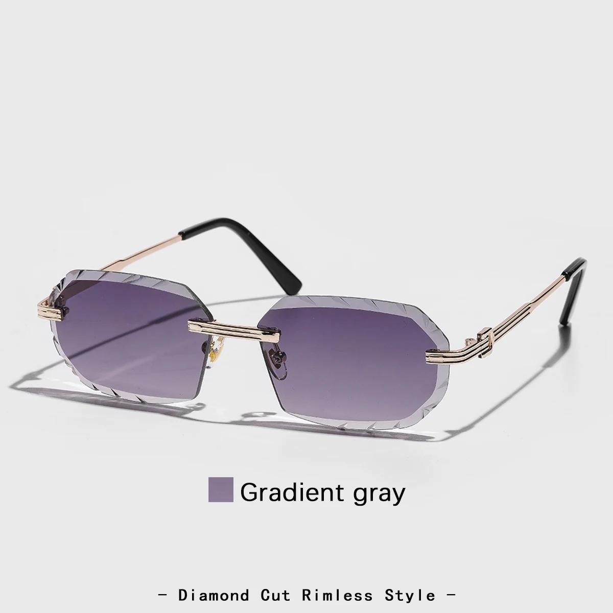 Новые Безрамные Роскошные Солнцезащитные Очки с Алмазной Гранилью Солнцезащитные Очки для Мужчин и Женщин Очки Дизайнерского Бренда Безрамные Очки UV400