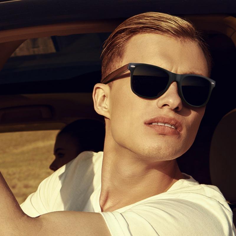 Ikke-polariserte Vintage Herre Imiter Bambus Solbriller Trebriller Mote Herre Firkantet Plastinnfatning Kjøring Antirefleks Briller Skygger