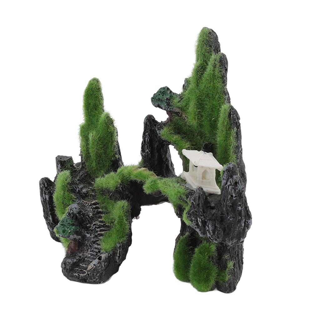 Akvárium Rockery Krajina Simulace pryskyřice Víceúčelová dekorace Moss Mountain View s mostem