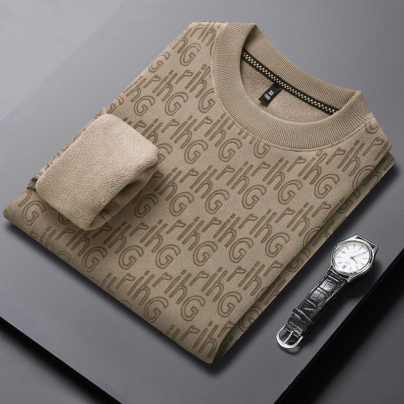 Men s Winter Warm Hoodie: Coral Fleece, Plus Velvet, Thickened, Round Neck, Long Sleeve Pullover XL