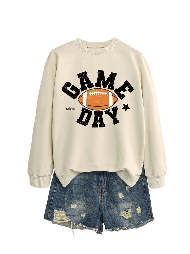 Colorful Football Letter Crewneck Sweatshirt - Game Day Long Sleeve Casual Wear