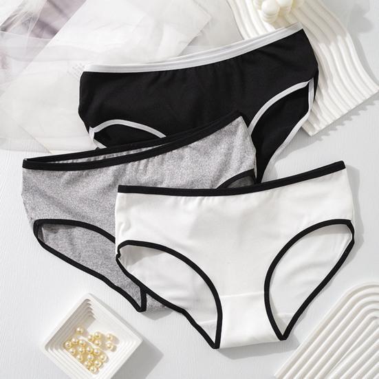 Women Panties Mid Waist Good Breathability Contrast Color Briefs Slim Fit Thin Quick Dry Casual Sport