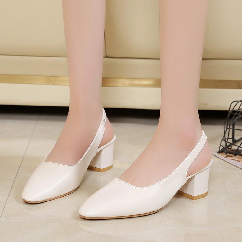 

Летние Новые Туфли-лодочки с Острым Носком и Квадратным Каблуком, Темпераментные, Удобные Сандалии, Модные, Элегантные, Сексуальные Сандалии на Высоком Каблуке для Женщин 39 молочный белый