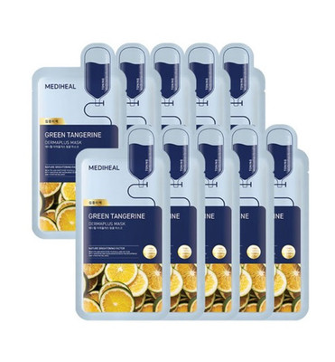 Grüne Mandarine Dermaplus-Maske, 10 Stück + ZUFÄLLIGES GESCHENK