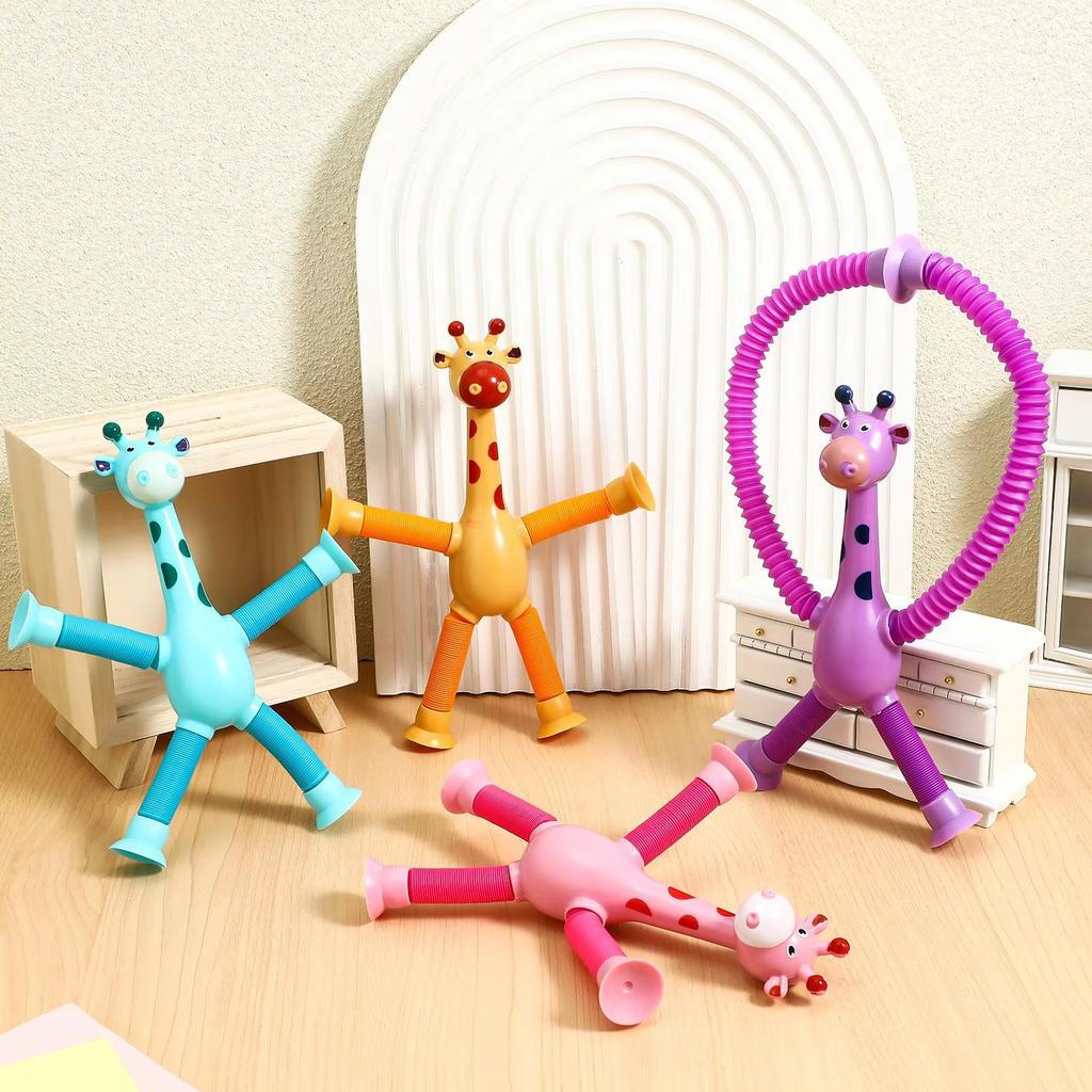 Telescopic Giraffe Toy Sensory Tube Toddler Giraffe Pop Out Arm Toys Stress Relief Autism Fidget for Kids Party Favors Pop Tubes