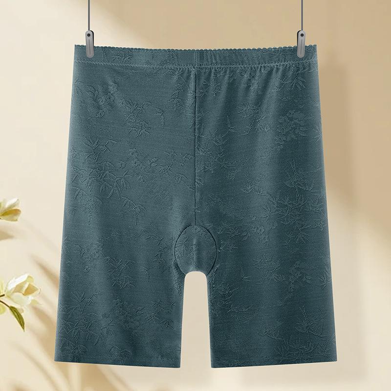 Plus Size Women Summer High Waist Ice Silk No Trace Safety Anti Walking Belly Lift Hip Five Points Leggings