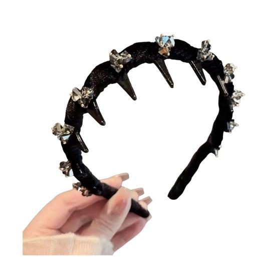 Women Headband Sparkling Rhinestones Decor Anti-slip Teeth Hair Hoop Versatile