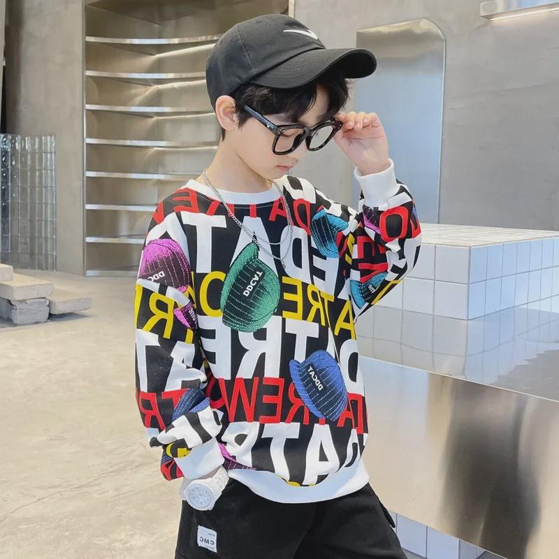 2023 Trendy Korean Pullover Sweatshirt für Jungen für Frühling/Herbst - Mittelgroßes bis großes Kinderoberteil