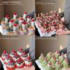 2025 Christmas Cake Decoration: Mini Red & White Woolen Hat, Scarf, Strawberry, and Candle Topper