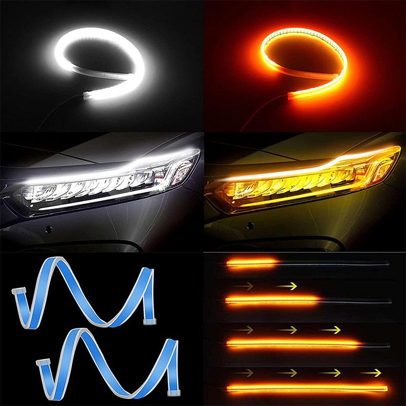 30cm/12inch 2pcs LED DRL Car Daytime Running Light Flexible Waterproof Strip Auto Headlights Brake Flow Lights 12V