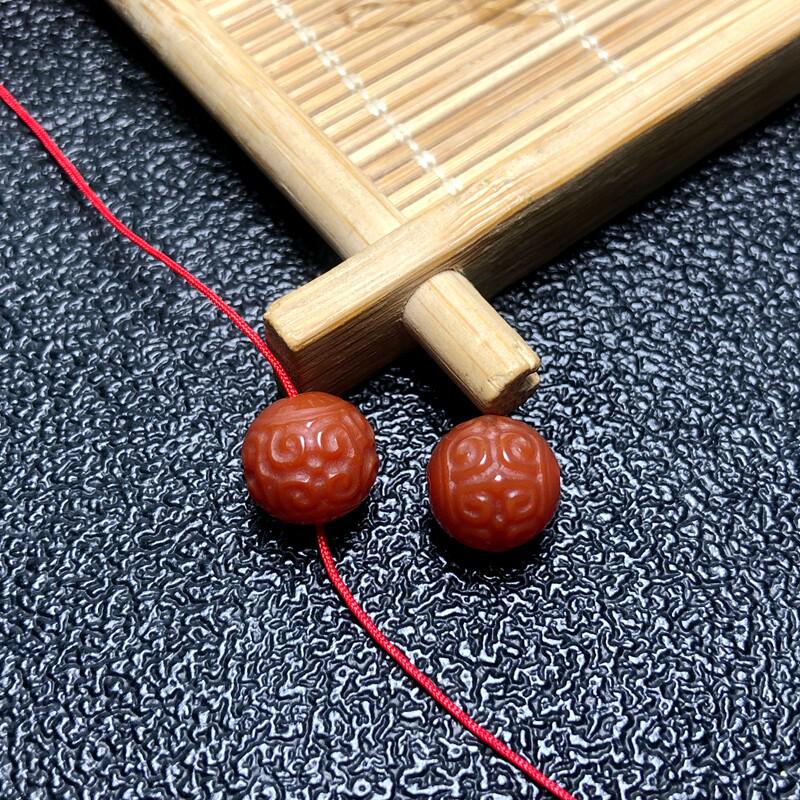 South Red Agate Ruyi Pattern Buddha Head Carved Beads for DIY Wenwan Bracelet