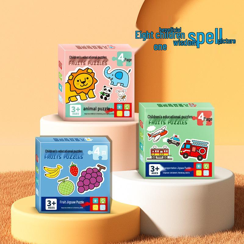 Cartoon Animal & Fruit Puzzles for Kids 3-6: Early Educational Toy for Boys & Girls