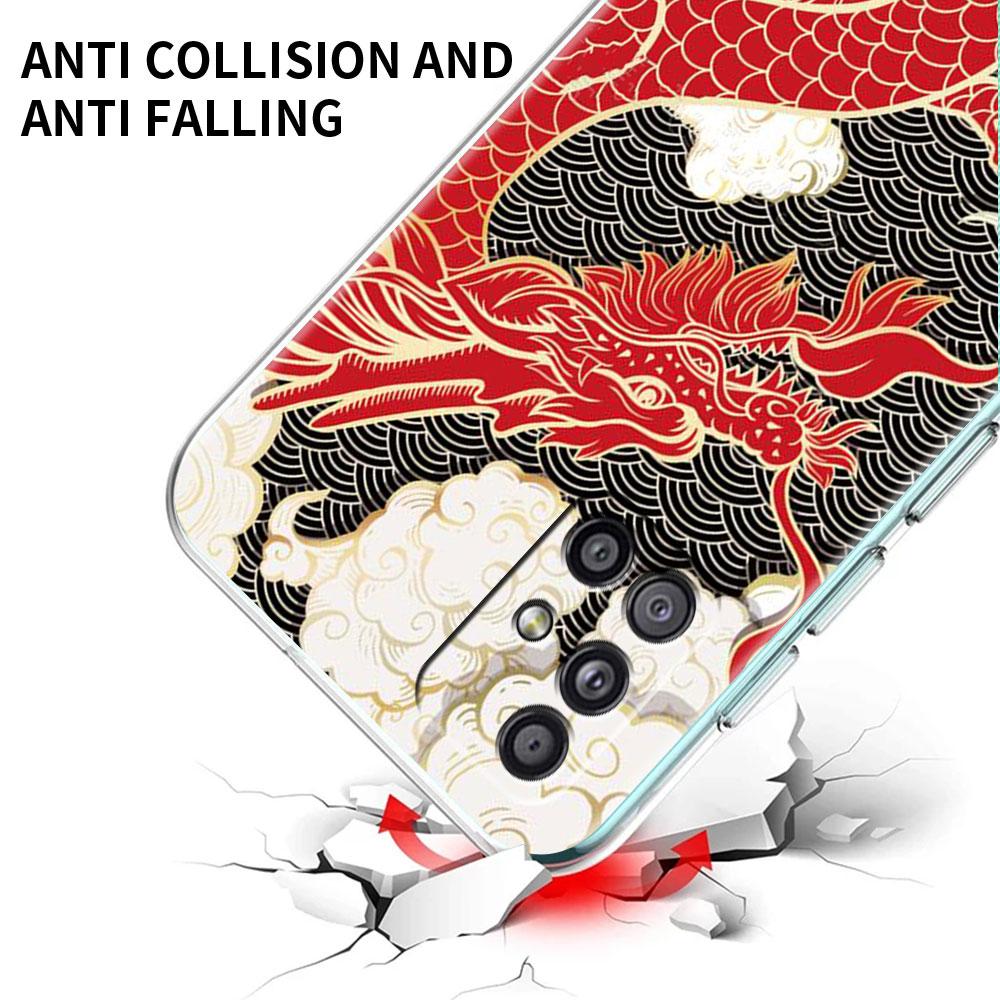 Klare Hülle für Samsung Galaxy A52 A12 A51 A32 A21s A71 A32 A22 50 A70 A31 A72 5G Handyhülle Mode Chinesischer Vintage Drache
