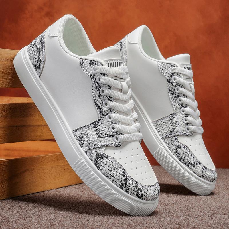 Snakeskin Texture Men s Casual Sneakers Classic Low-top Walking Shoes 39