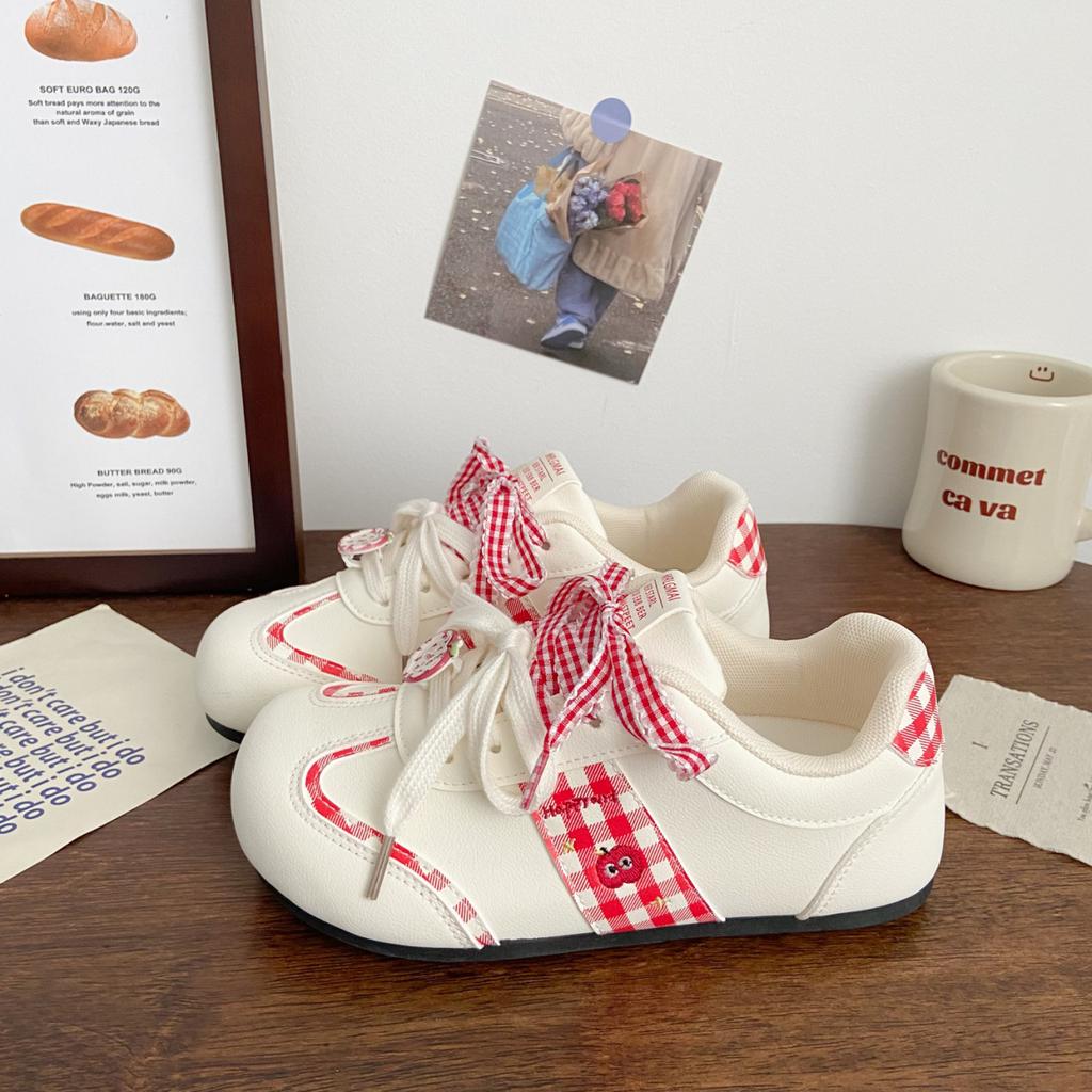 Women's bow board shoes 2025 Dexun new versatile spring shoes platform white shoes trendy casual and cute