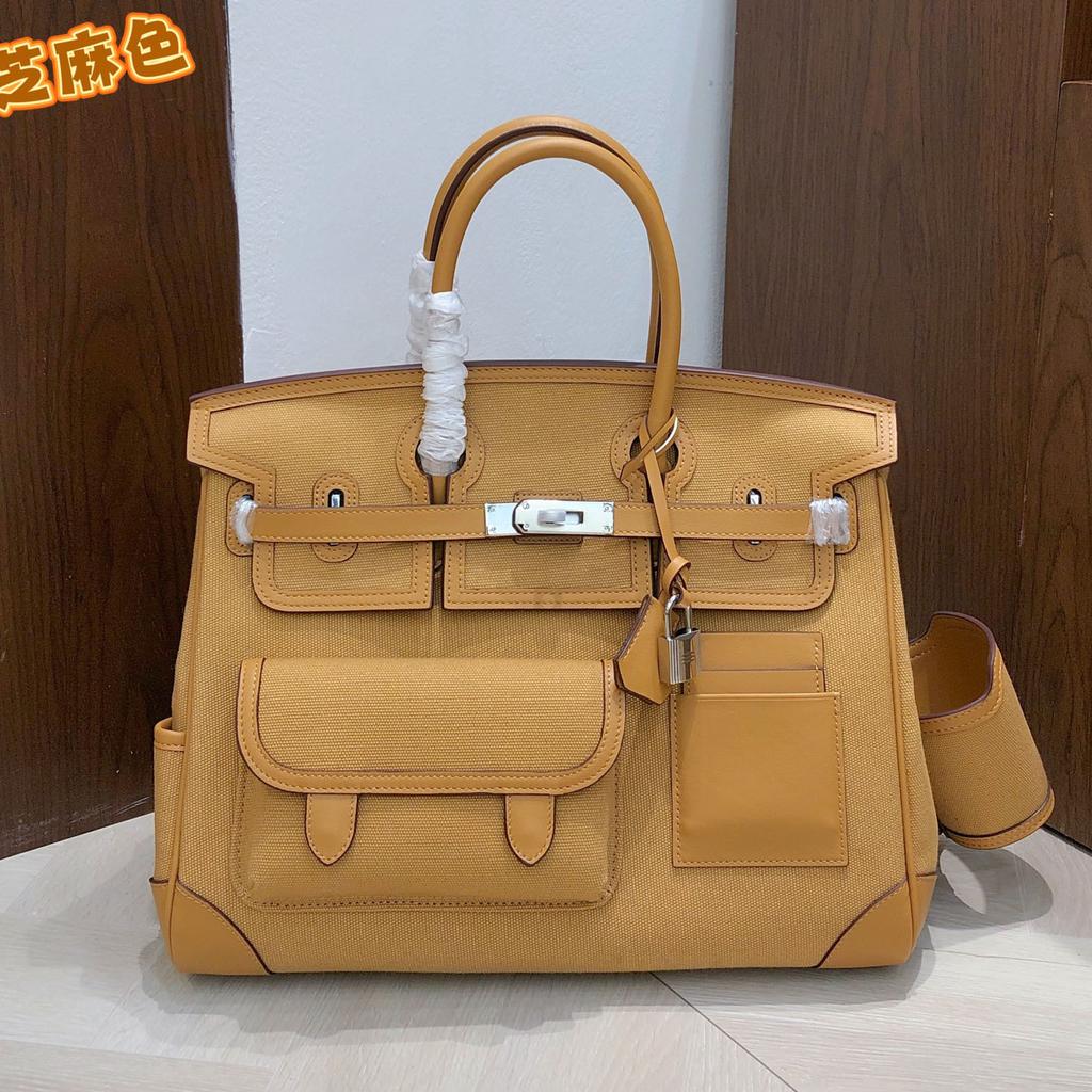 New Style Cargo 35cm Visible Hardware Bag Cowhide Connection Large Capacity Fashion Handheld Shoulder Bag