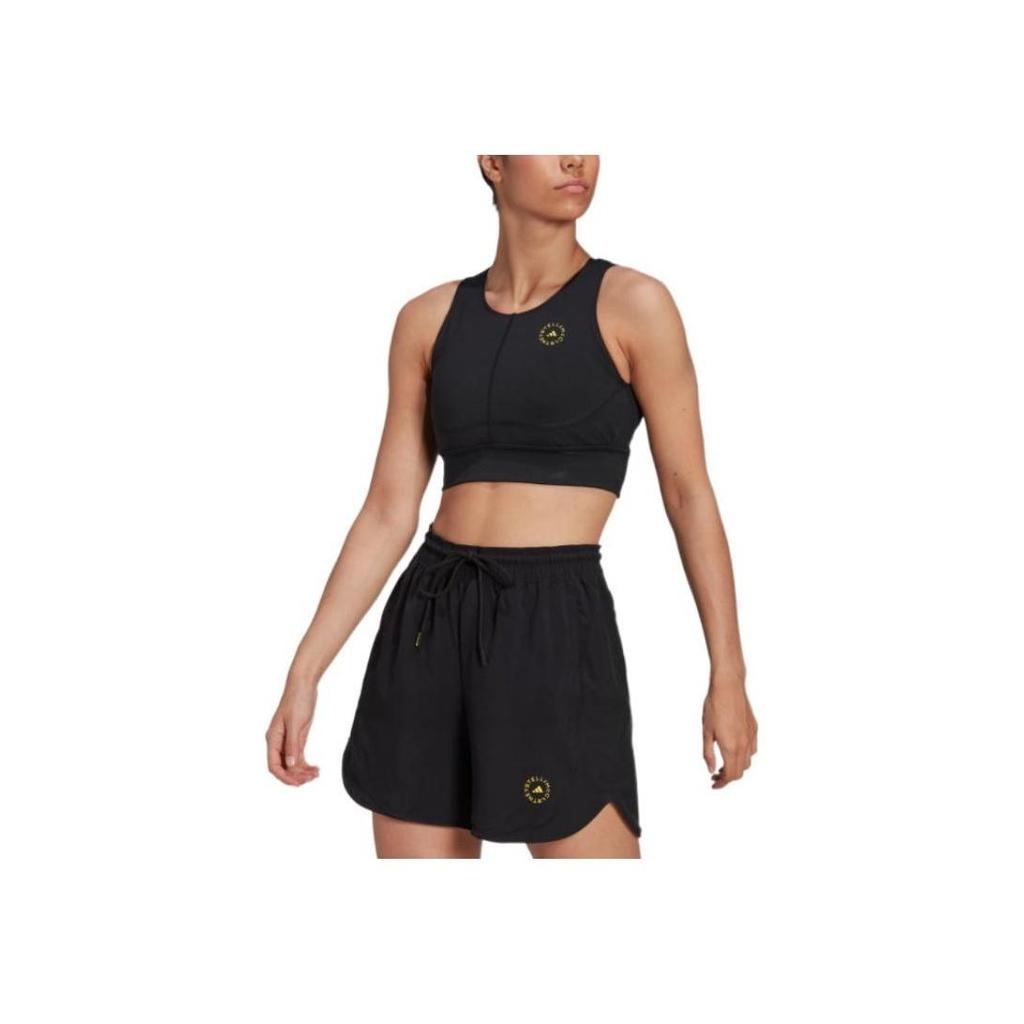 Adidas Stella McCartney Tpr Crop Solid Color Hollow Logo Patch Pullover Sports Vest Women Tops Black HI6030