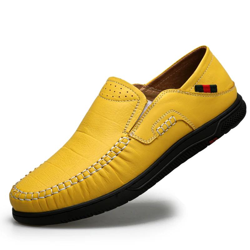

Genuine Leather Men Business Shoes Casual Luxury Brand Formal Mens Loafers Moccasins Italian Breathable Slip on Handmade Shoes 38 жёлтый