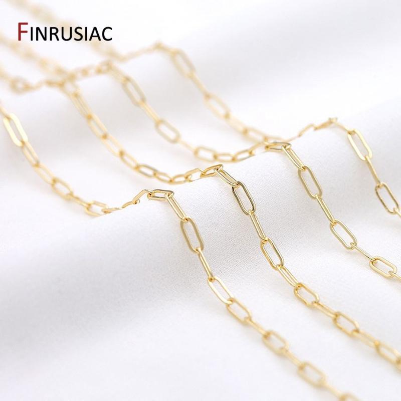 14K Gold Plated Paperclip Link Chain Oval Link Cable Bulk For DIY Jewelry Making Findings Necklace Bracelet Crafts Components