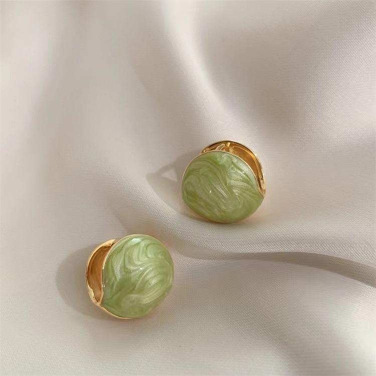 Round French Oil Drop Light Luxury Temperament High-End Design Ear Buckle Earrings