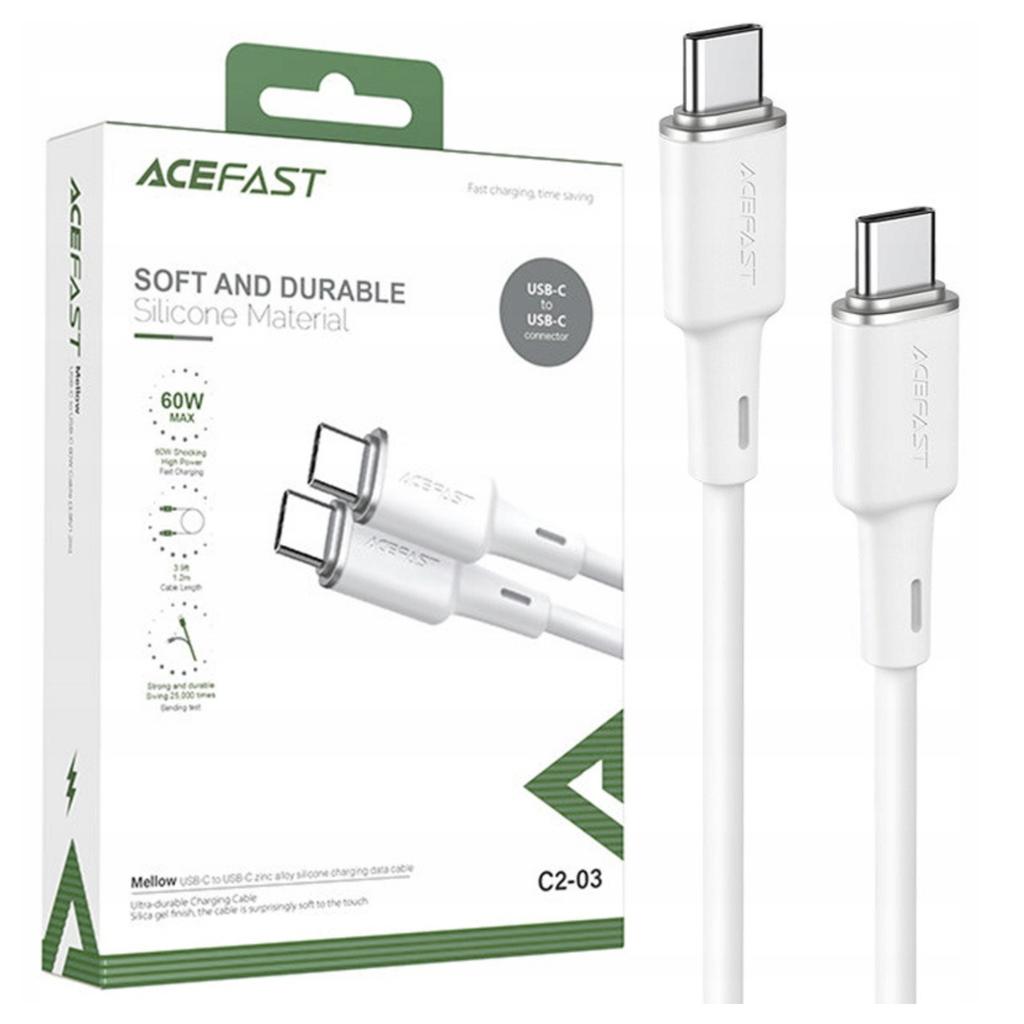 Kabel Acefast C2-03-C-C Usb-C - Usb-C Pd Qc 60W 3A 480Mb/S 1,2M - Biały