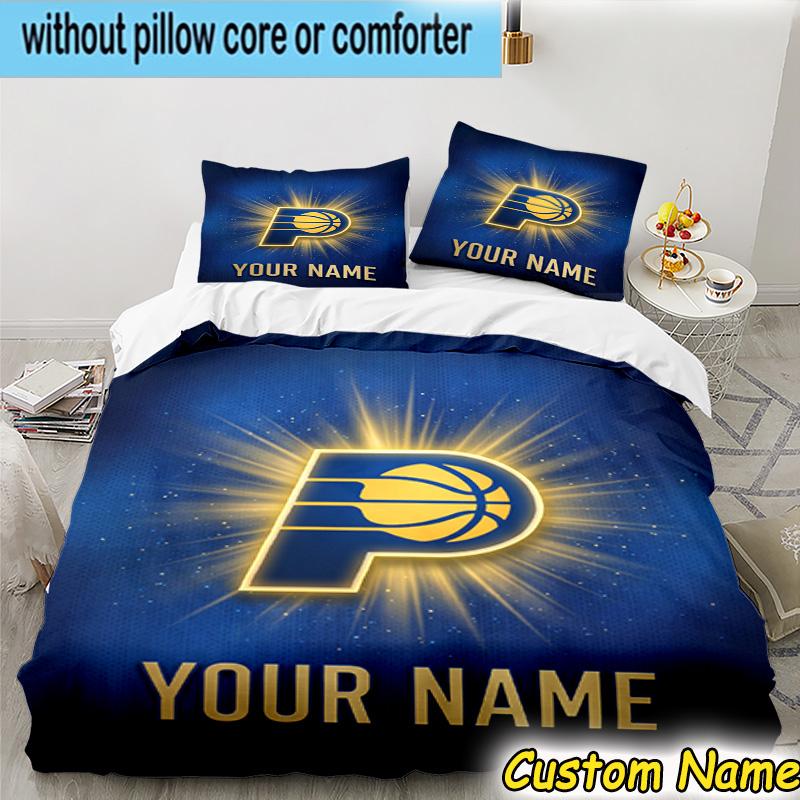 3pcs Custom Name Pacers Basketball Team  Bedding Set Includes 1 Duvet Cover & 2 Pillowcases for All Seasons Dormitory Home Decor Christmas gifts