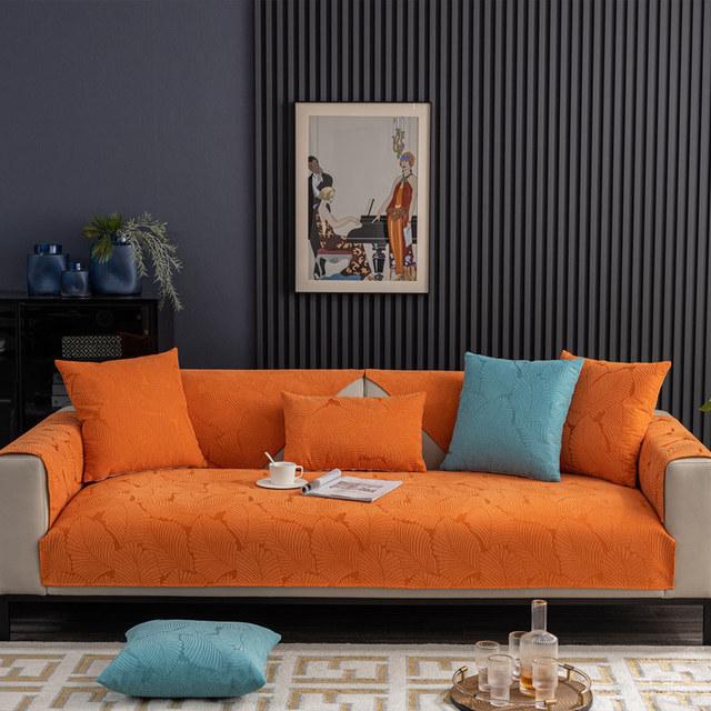 Modern Jacquard Chenille Cover For Sofa Couch Leaf Slipcovers Sectional Armrest Covers Furniture Protector Sofa Towel Non -Slip