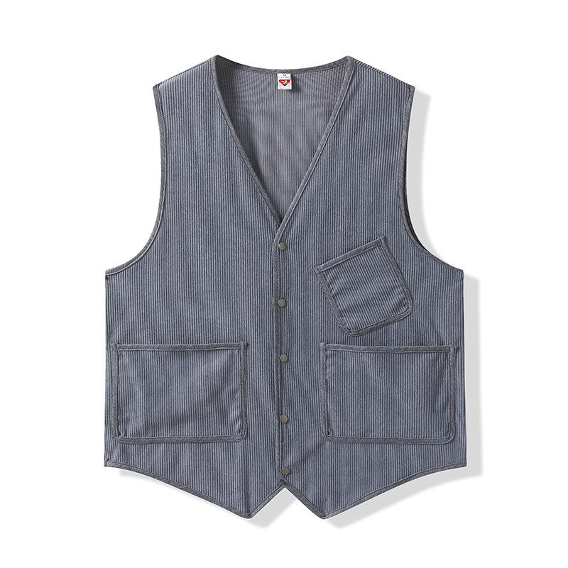 

Men s suit pointed corner casual corduroy vest new autumn and winter trend vest loose coat men 7922 M