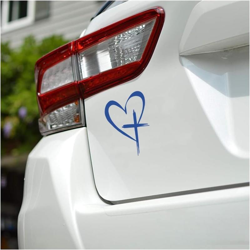 Creative Heart Cross Car Sticker - European & American Style Large синий