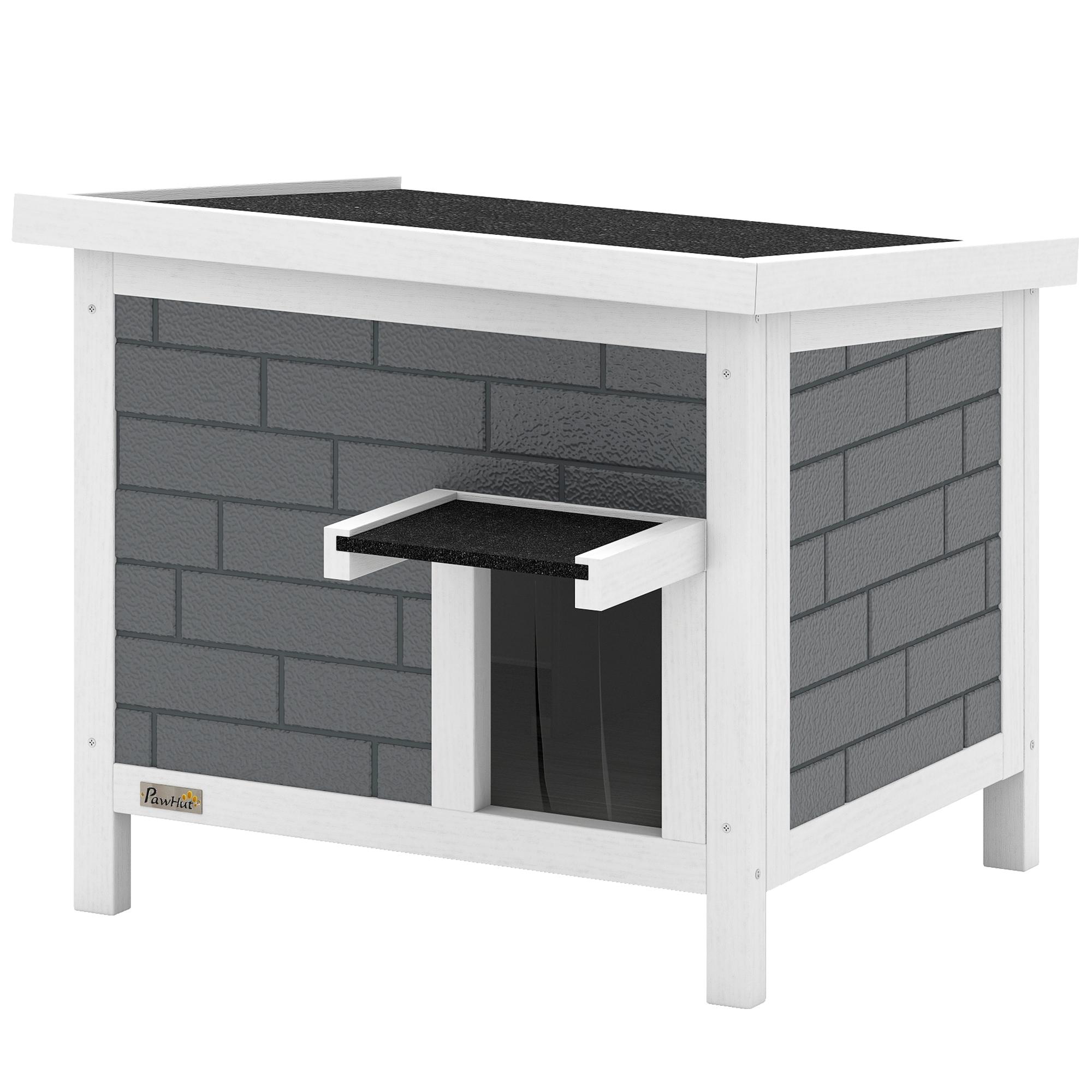 Maisonnette pour chat d'extérieur isolée avec toit ouvrant Abri résistant aux intempéries pour chats errants Pour lapins chats Gris