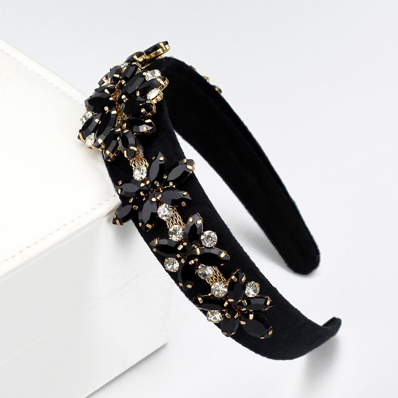 

Flower Headband European and American Trend Fashion Design Rhinestone Headband Sunflower Rhinestone Wide Edge Hair Accessories 2026 чёрный