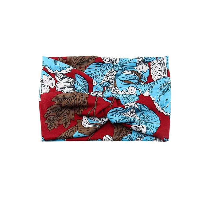 Bohemian Wide Edge Sports Headband Ladies Stretch Cross Print Yoga Stretch Hair Accessories Headband