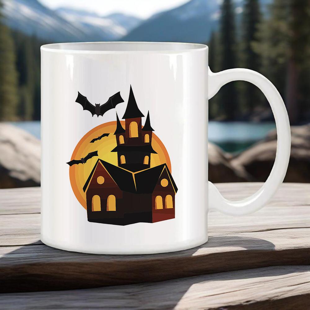 Happy Halloween Ceramic Mug Black Bat Water Cup Witch Spooky Coffee Mug Trick or Treat Party Mugs Original Coffee Cups Drinkware