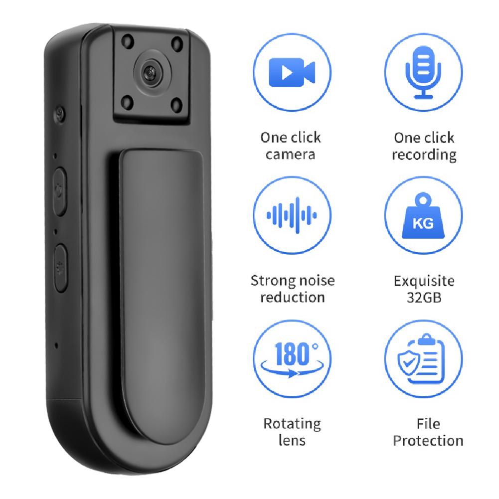 מצלמת גוף מיני HD 1080P עם עדשה מסתובבת 180° מקליט וידאו ספורט אופניים חיצוני עם WiFi מצלמת וידאו אישית קטנה ניידת