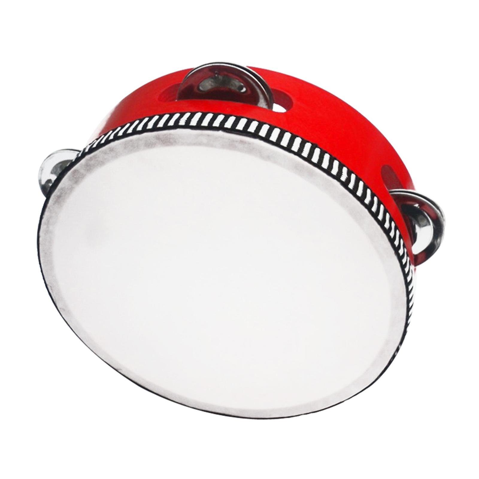 

Tambourine Hand Held Drum Single Row Drum Tambourines with Metal Bells Drum Hand Percussion for Adults Church Party 4 inches