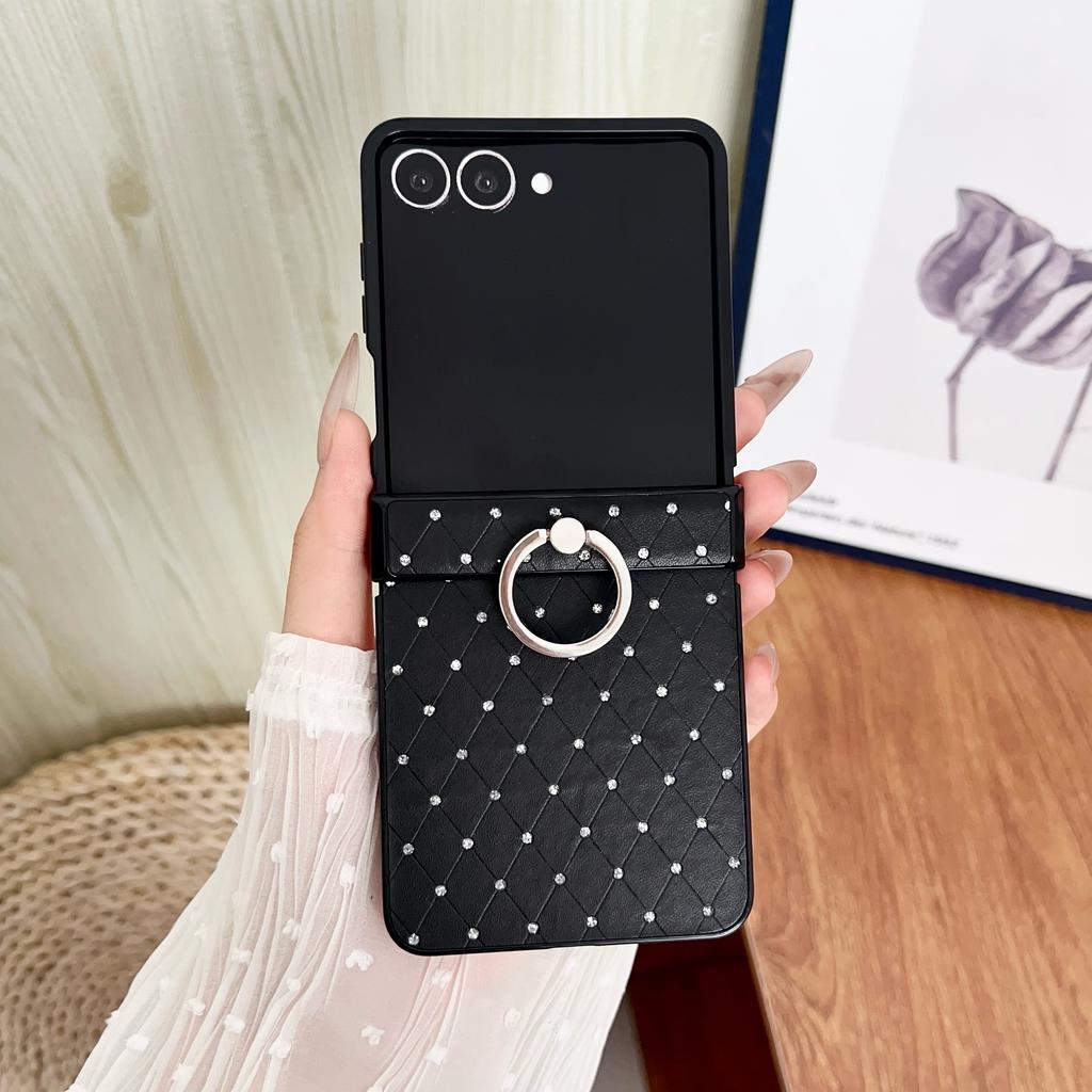 For Samsung Galaxy Z Flip 8 7 7E 6 5 4 3 Luxury Diamond Glitter Ring Case With Hinge Protection Shockproof Glitter Spot Cover