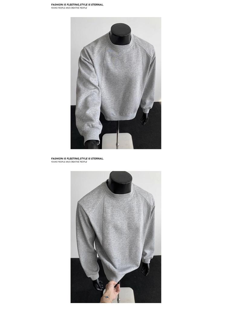 Men's Plus Size Heavyweight Crewneck Hoodie - Fleece Lined, Loose Fit, Long Sleeve, Trendy for Autumn and Winter