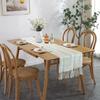 Vintage Tischläufer mit Quaste, Hochzeit, Zuhause, Tischdecke, Polsterstoff, handgewebt, Bauernhaus-Tischset aus Baumwolle und Leinen