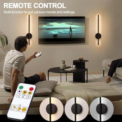 Long Strip LED Wall Lamp 360° Adjustable Rechargeable Wall Light Dimmable with Remote Control Wall Sconces Mirror Lighting