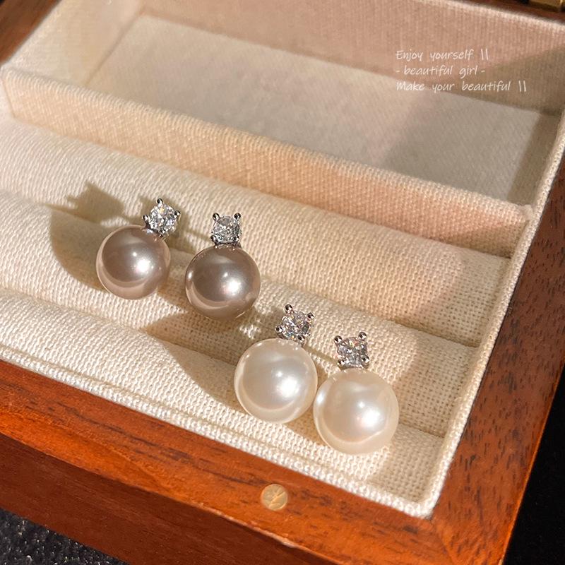 S925 Silver Pearl & Zircon Earrings: Elegant, Versatile, High-Grade Design for Women