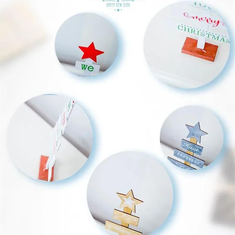 Christmas Mini Wooden Merry Christmas Tree Home Desk Table Decor Pendants Xmas Tree Ornaments Christmas Decor Happy New Year