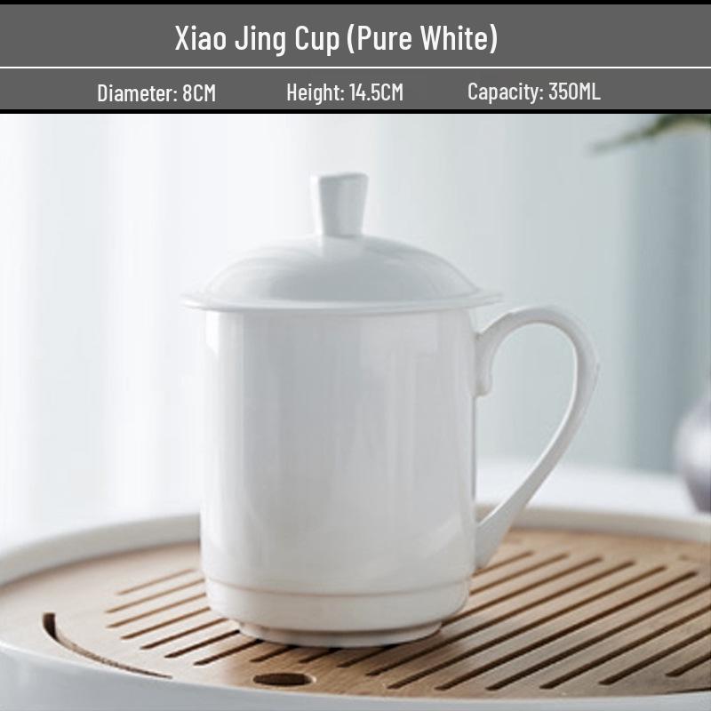 Gold Painted Jingdezhen Ceramic Cup with Lid - High Temp Bone China Tea Cup for Business Meetings and Home