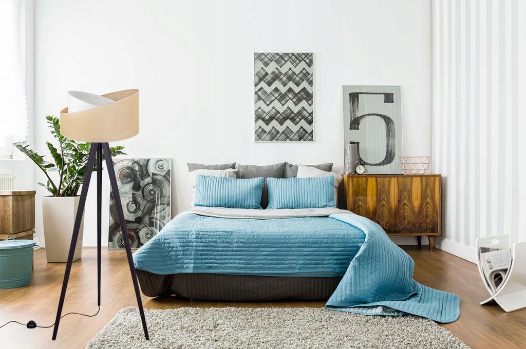 TRIPOD FLOOR LAMP WOODEN JUTE LAMPSHADE 45CM