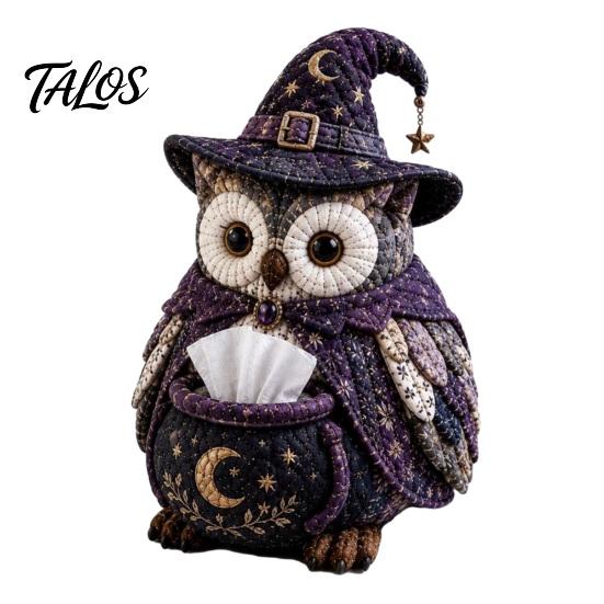 Kit Copri Scatola Fazzoletti Fai-da-te Talos, Forma di Gufo, Patchwork con Tessuti Morbidi Cucito a Mano per Appassionati di Artigianato Principianti