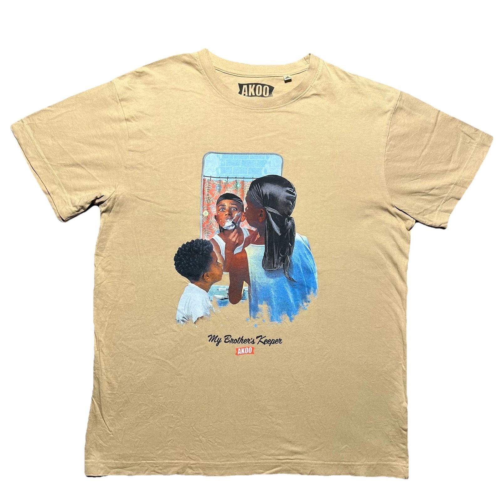 AKOO My Brothers Keeper T Shirt Mens L Tan Streetwear Graphic Skate Art Tee XL
