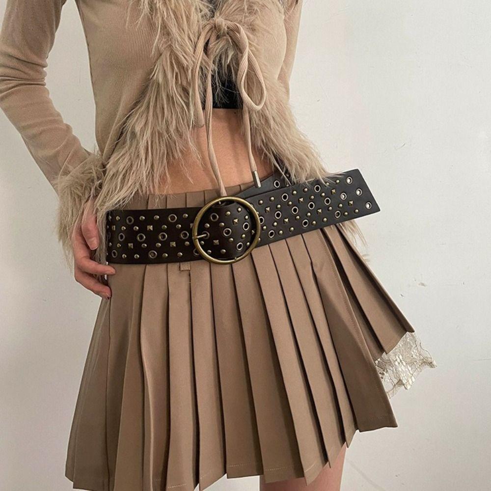 Harajuku Cowgirl Belt Y2K PU Leather Belt Casual Wide Waistband  Jeans