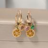 1 Pair Cute Lemon with Heart Shape Zirconia Dangle Earrings for Women Earring Jewelry Party Accessories